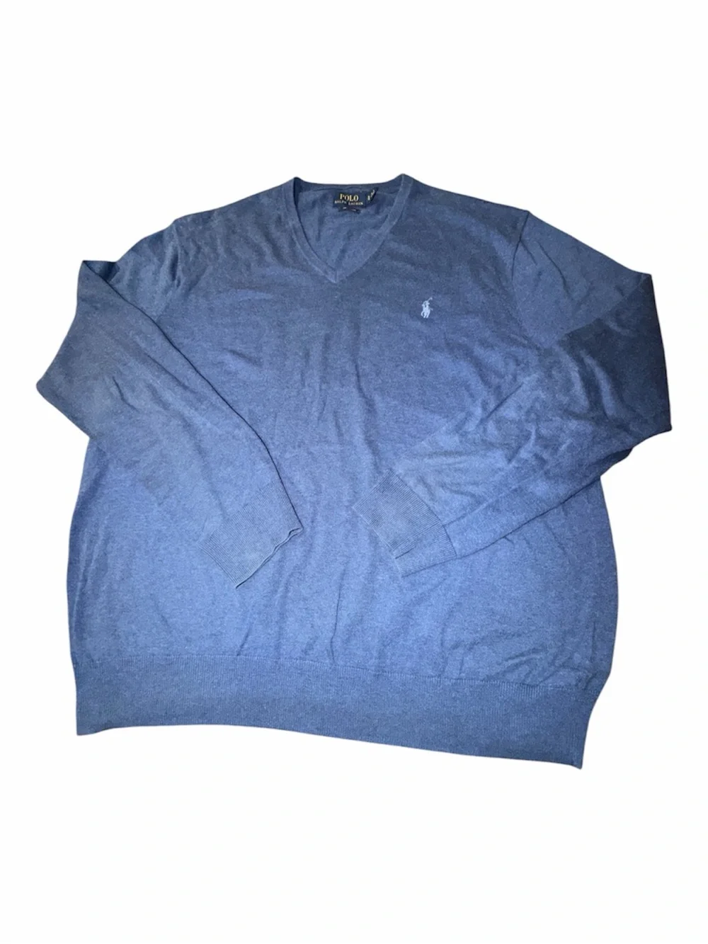 Polo Ralph Lauren Men’s XL Pima Cotton V-Neck Sweater Navy Blue Heather